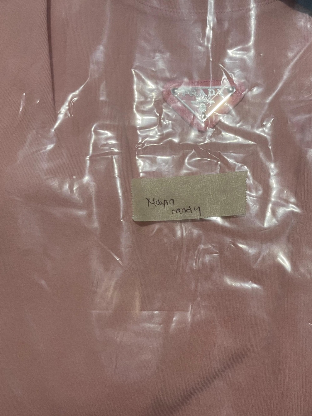 Prada Pink Ribbed Tank Top with Triangle Logo Patch - Picture 2 of 2